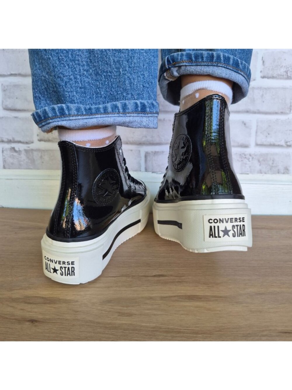 Converse Lift Double Stack Platform Sz 9.5 Women's shoes sneakers Black A12977C - Picture 6 of 12